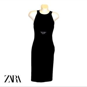 Zara Basic Black Sleeveless Simi Sheer Silhouette
Dress